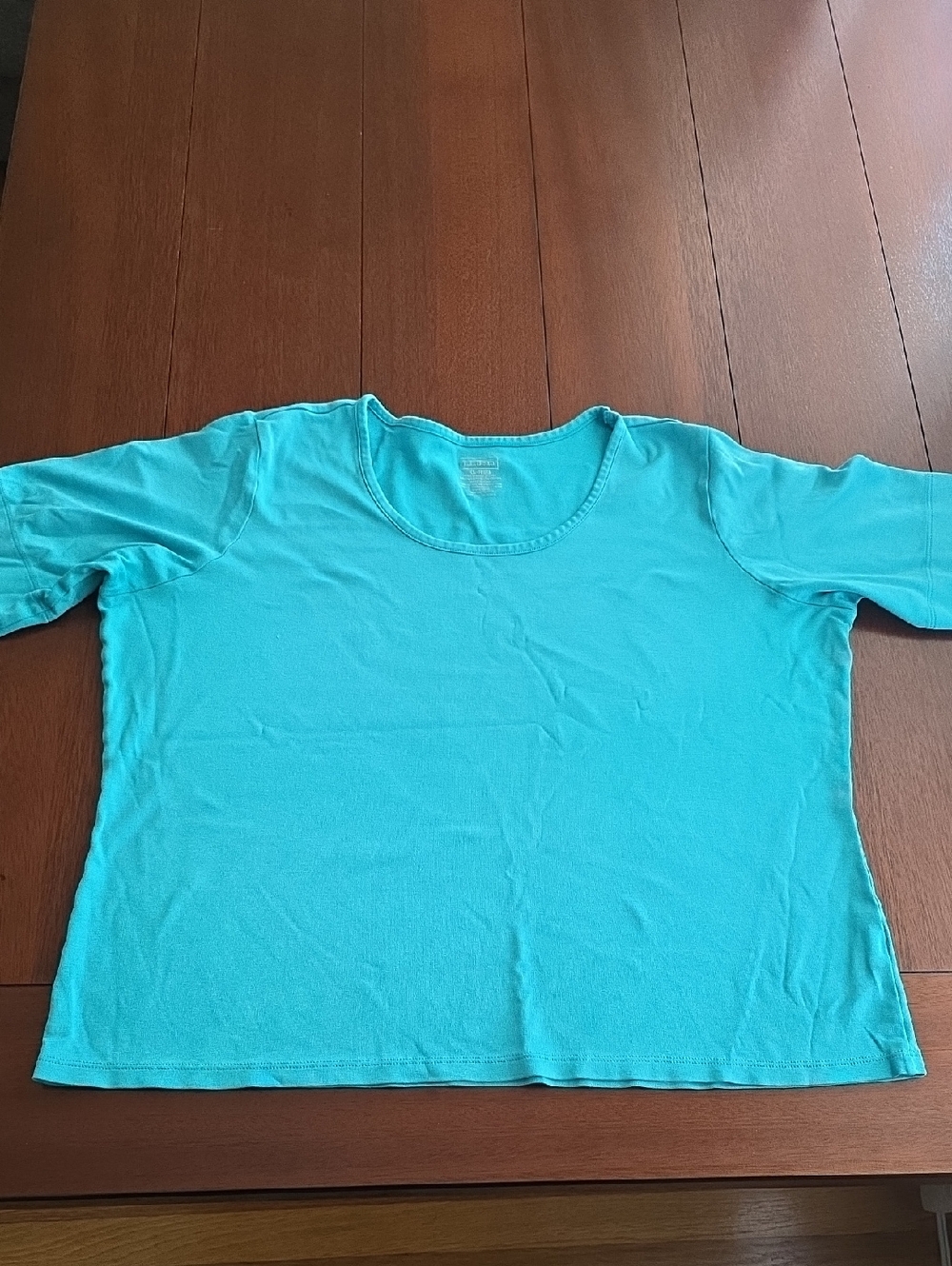 L.L. Bean Bright Teal Short Sleeve Scoop Neck Top Size XL